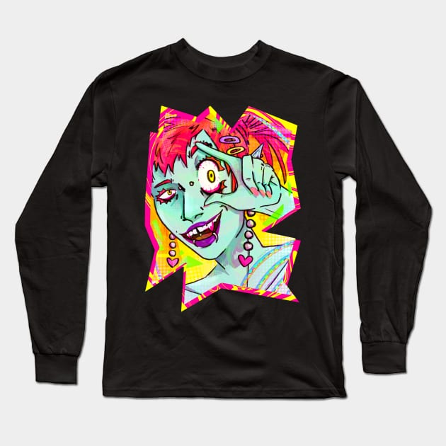 Eyeball Girl Long Sleeve T-Shirt by Viv_Does_Art_